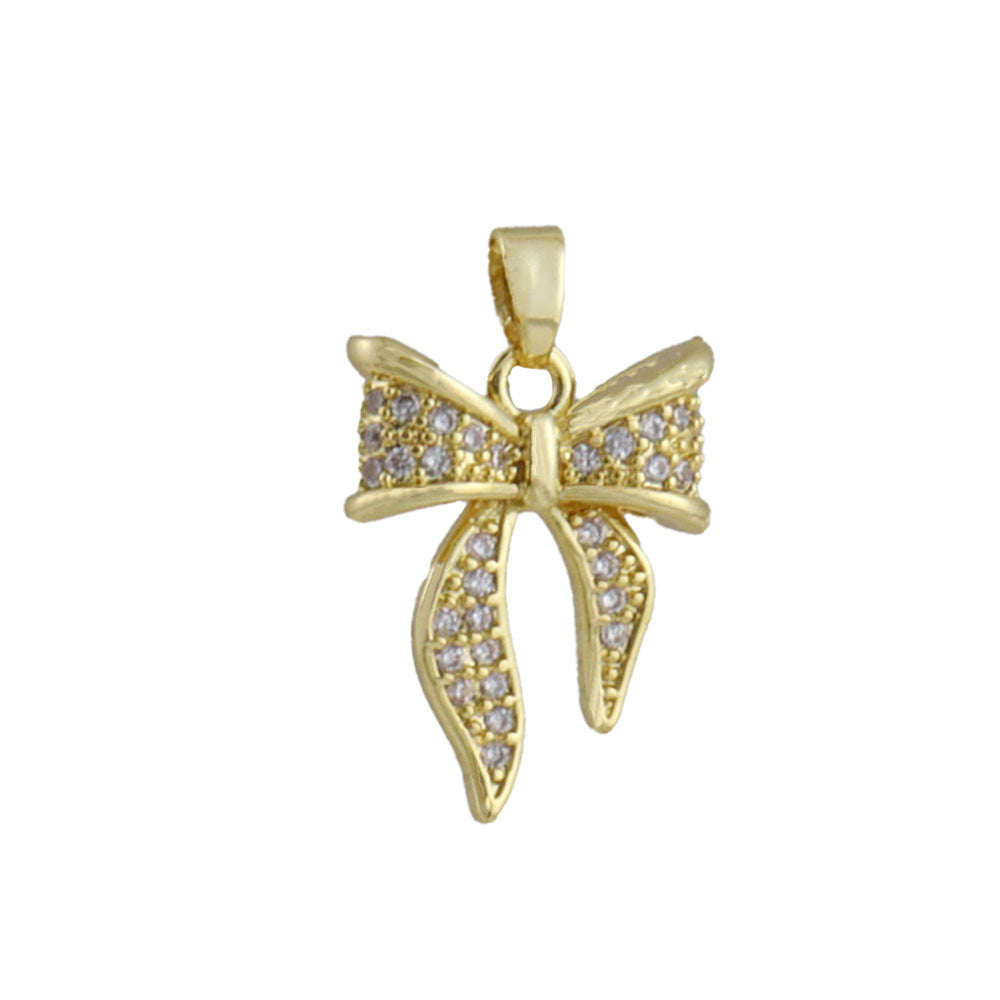 Electroplated Copper Bow Tie Pendant In Gold, Jewelry Accessories With Elegant Electroplated Finish