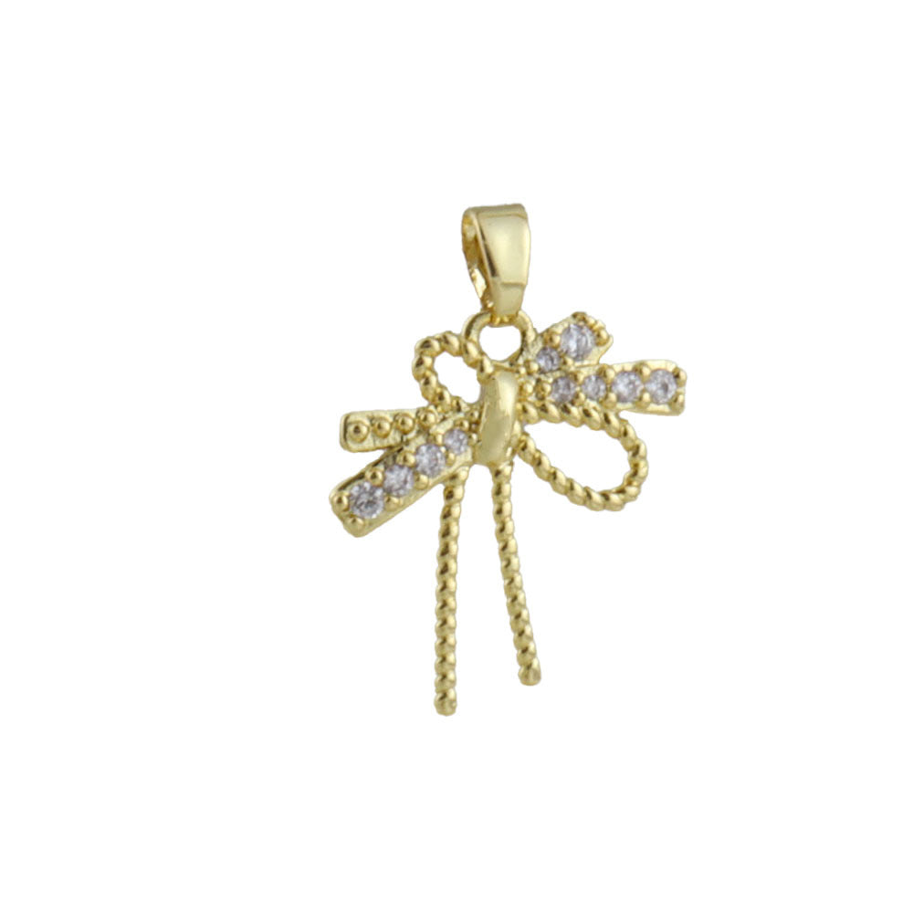 Electroplated Copper Bow Tie Pendant In Gold, Jewelry Accessories With Elegant Electroplated Finish