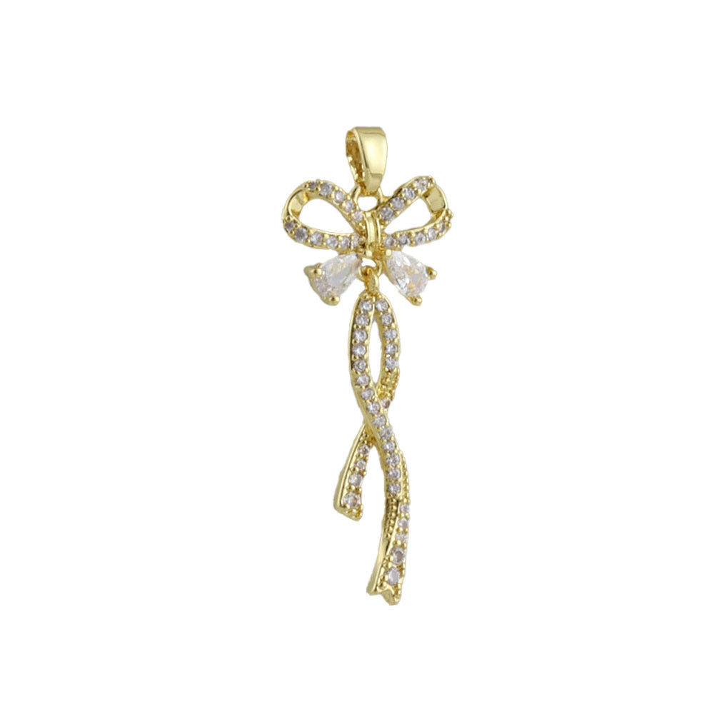 Electroplated Copper Bow Tie Pendant In Gold, Jewelry Accessories With Elegant Electroplated Finish