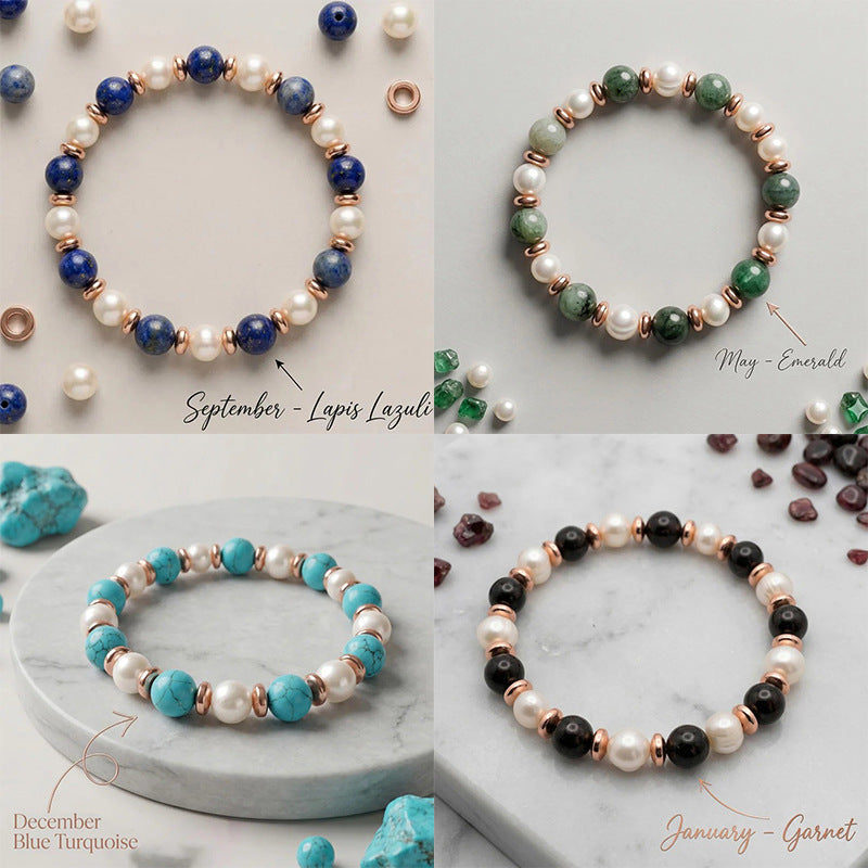 Elegant Freshwater Pearl Beaded Bracelet For Women With Elastic String Chain