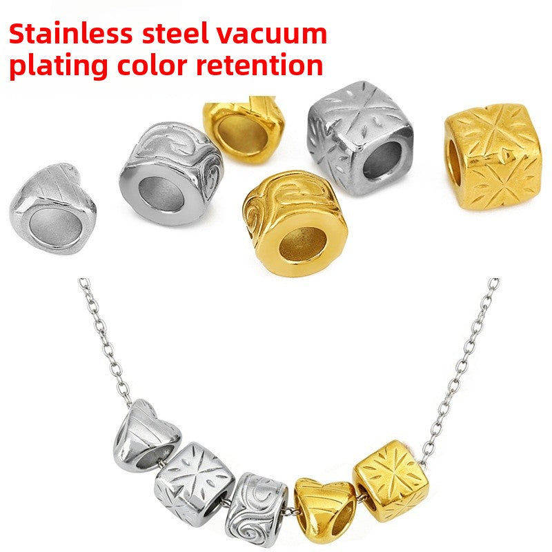 Heart Shape Beads Made Of 304 Stainless Steel With PVD Coated Gold Plating Featuring Electroplated Finish