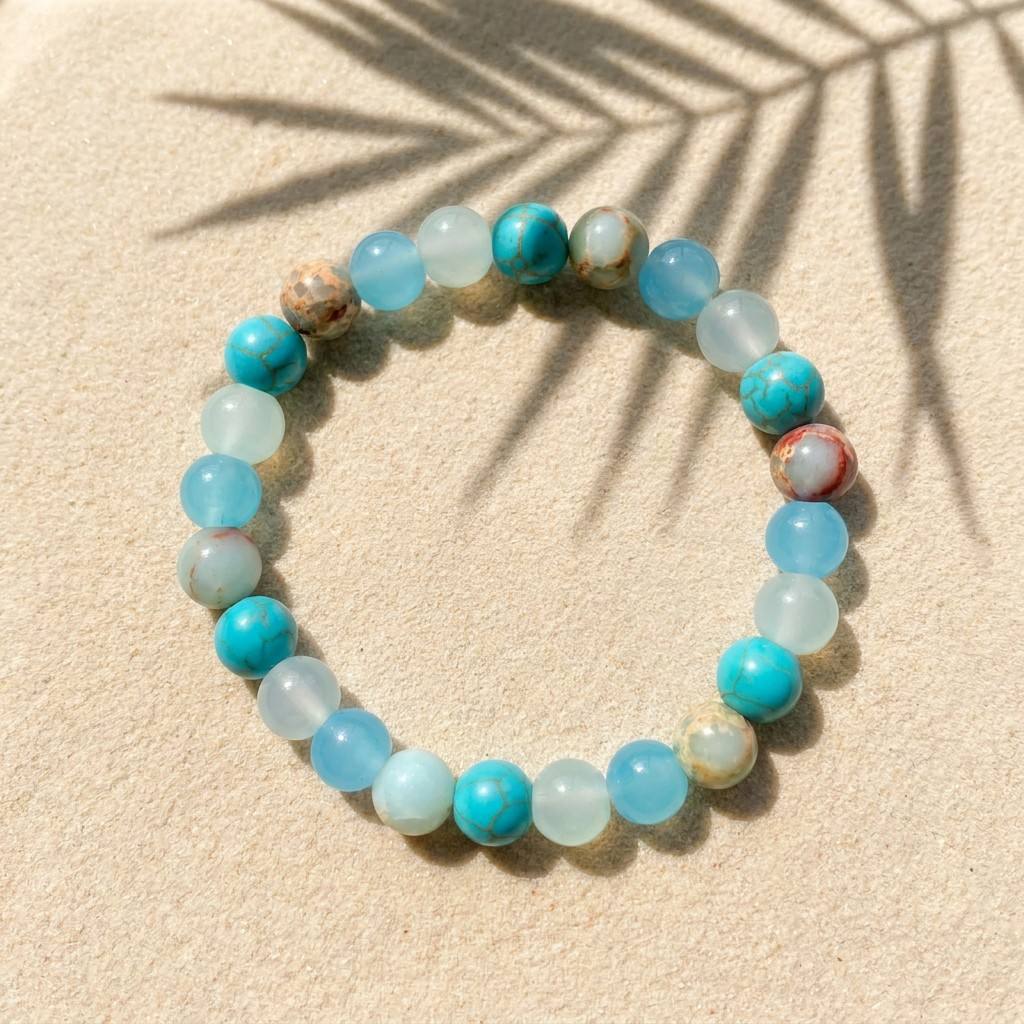 Heart Shape Beaded Bracelet In Multicolor Featuring Natural Stone And Turquoise Inlay For Unisex Wear