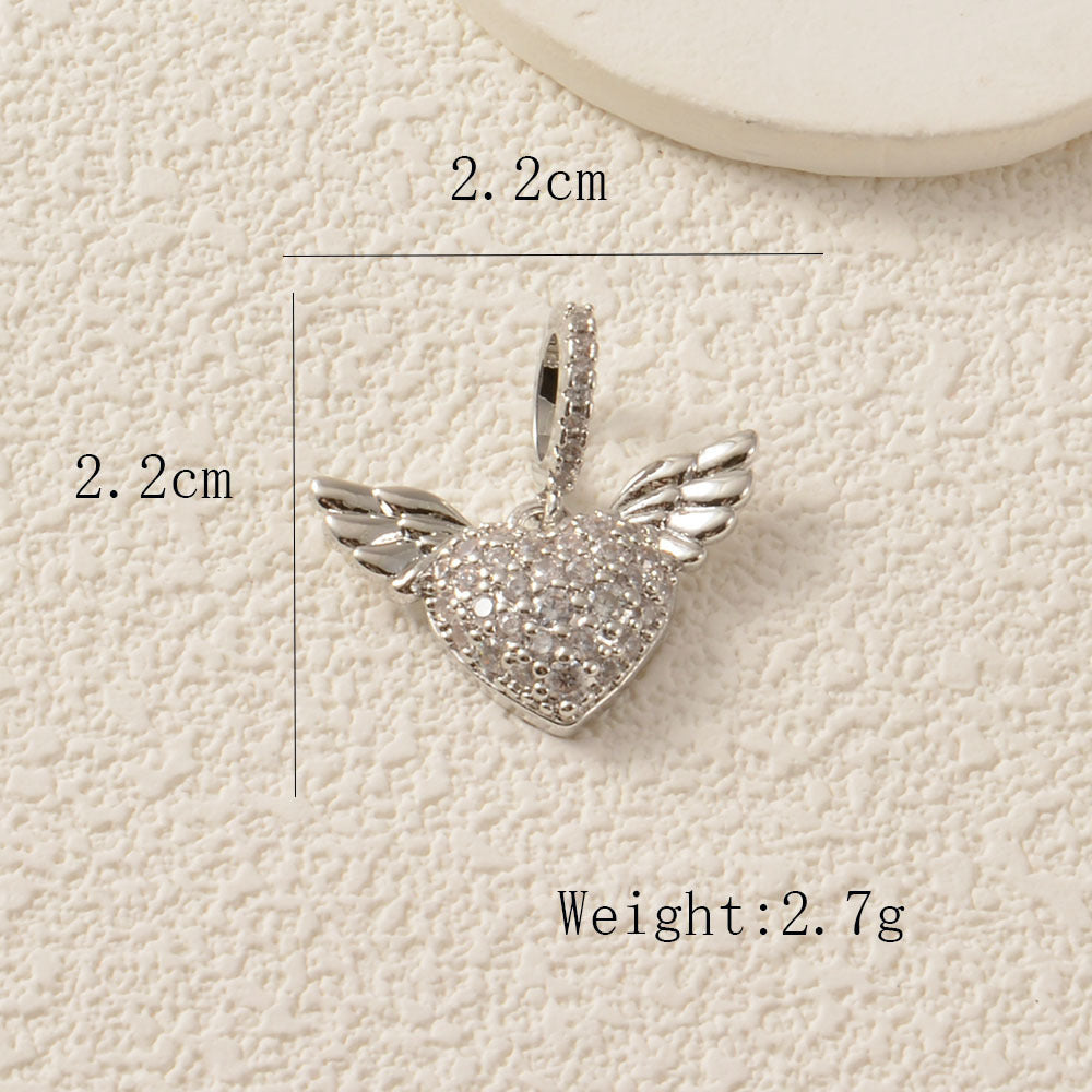 Heart Shape Copper Pendant With Rhinestones, Electroplated And 18K Real Gold Plated In Gold Jewelry Accessories