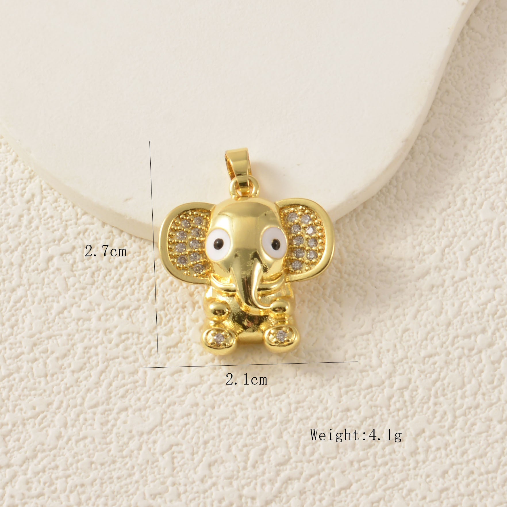 Heart Shape Copper Pendant With Rhinestones, Electroplated And 18K Real Gold Plated In Gold Jewelry Accessories