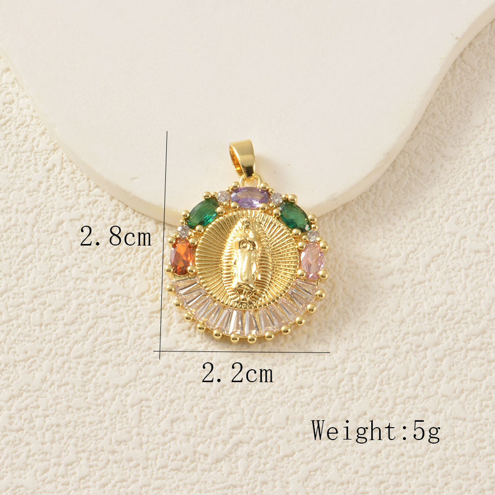 Heart Shape Copper Pendant With Rhinestones, Electroplated And 18K Real Gold Plated In Gold Jewelry Accessories