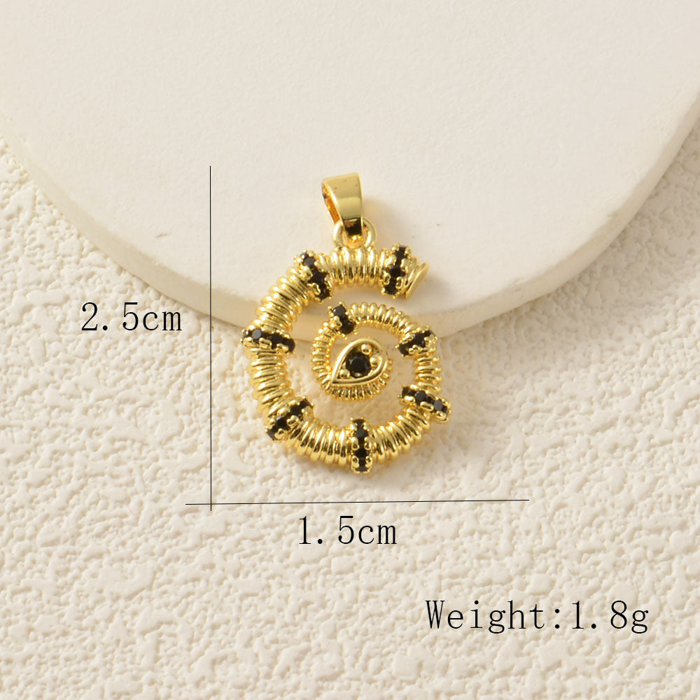 Heart Shape Copper Pendant With Rhinestones, Electroplated And 18K Real Gold Plated In Gold Jewelry Accessories