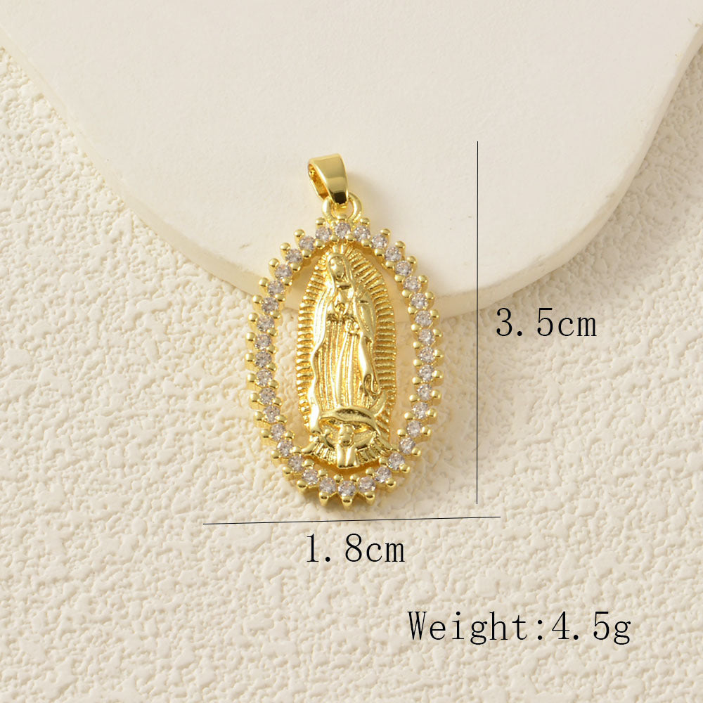 Heart Shape Copper Pendant With Rhinestones, Electroplated And 18K Real Gold Plated In Gold Jewelry Accessories
