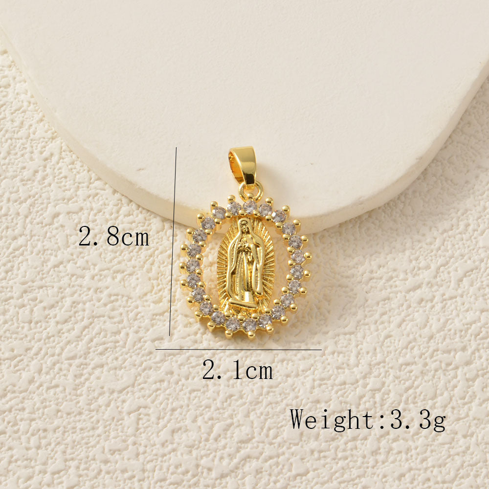Heart Shape Copper Pendant With Rhinestones, Electroplated And 18K Real Gold Plated In Gold Jewelry Accessories