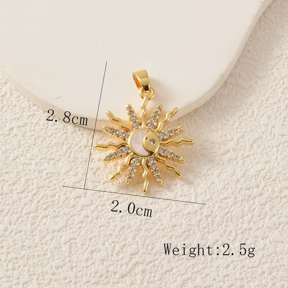 Heart Shape Copper Pendant With Rhinestones, Electroplated And 18K Real Gold Plated In Gold Jewelry Accessories