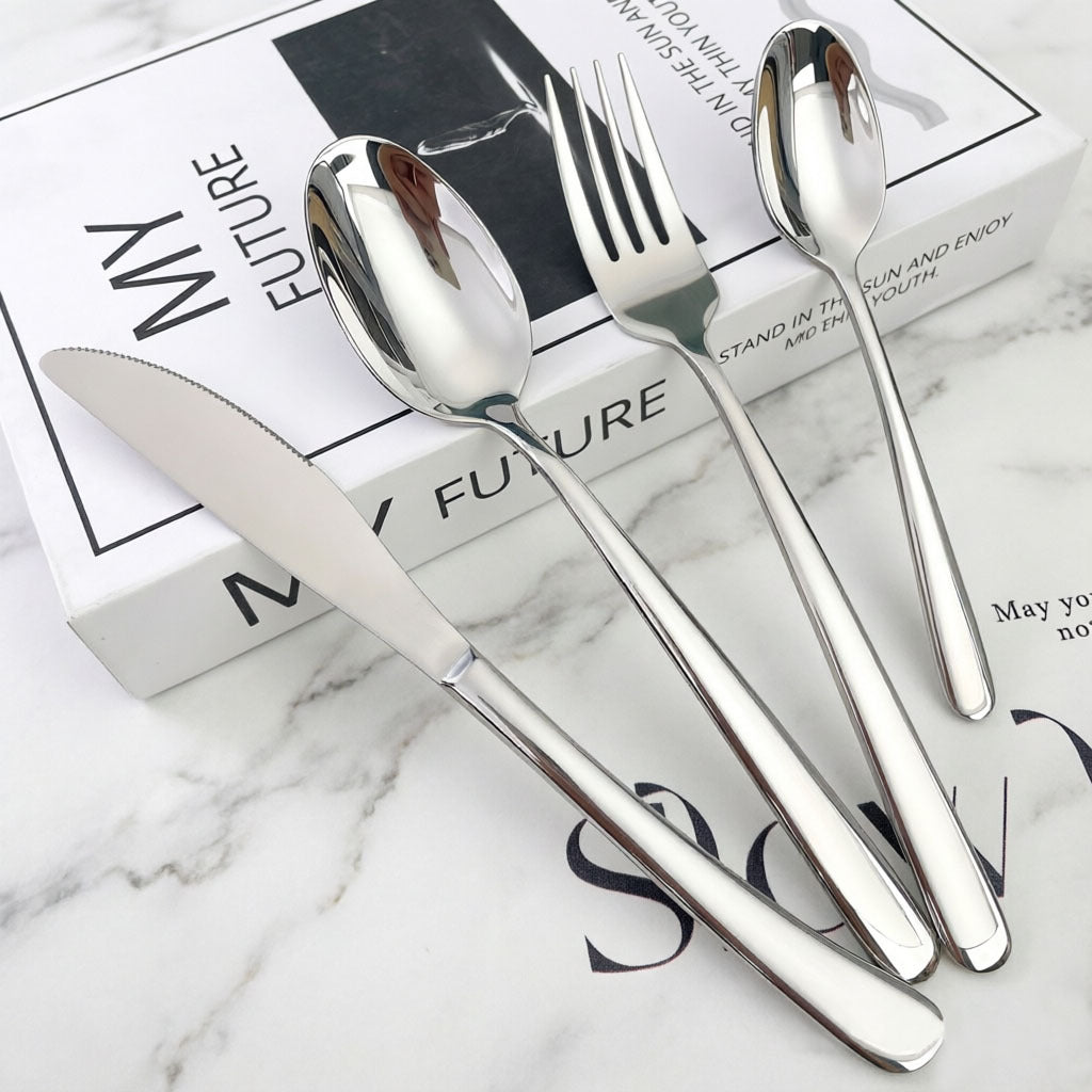 Elegant Solid Color Tableware Set For Birthday Featuring 304 Stainless Steel Inner Liner And Durable 304 Stainless Steel Exterior