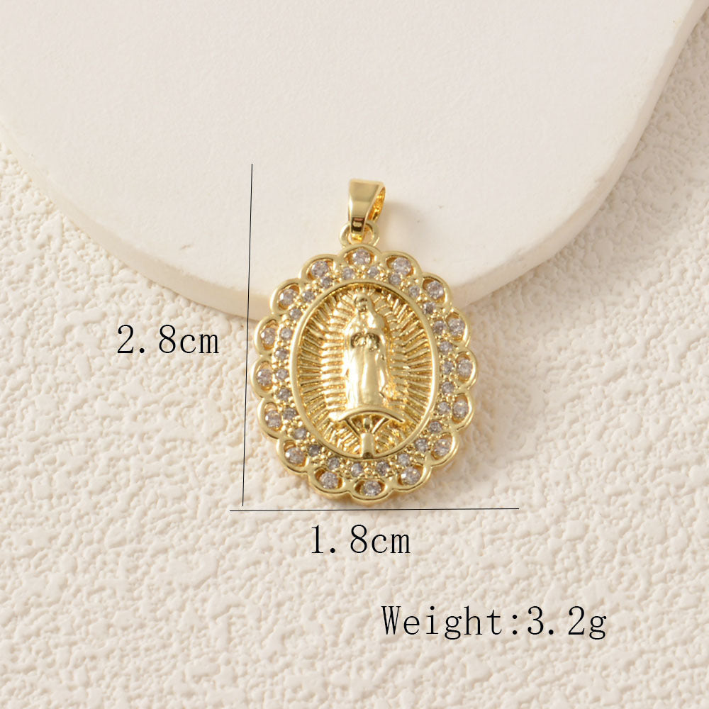 Heart Shape Copper Pendant With Rhinestones, Electroplated And 18K Real Gold Plated In Gold Jewelry Accessories