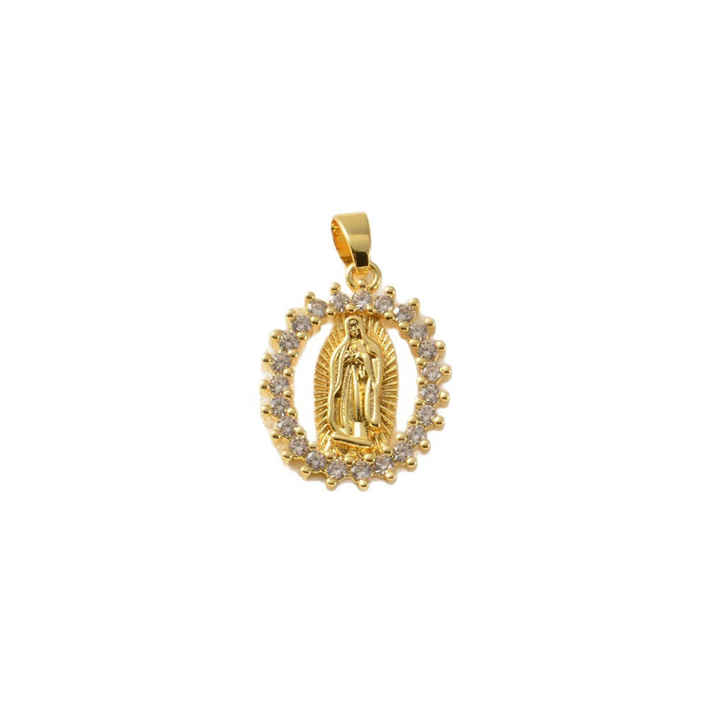 Heart Shape Copper Pendant With Rhinestones, Electroplated And 18K Real Gold Plated In Gold Jewelry Accessories
