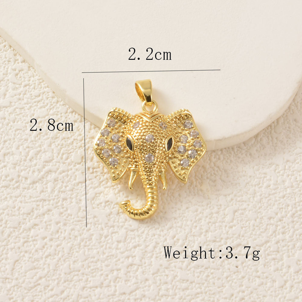 Elephant Copper Pendant With Zircon Inlay Featuring Electroplated Craftsmanship
