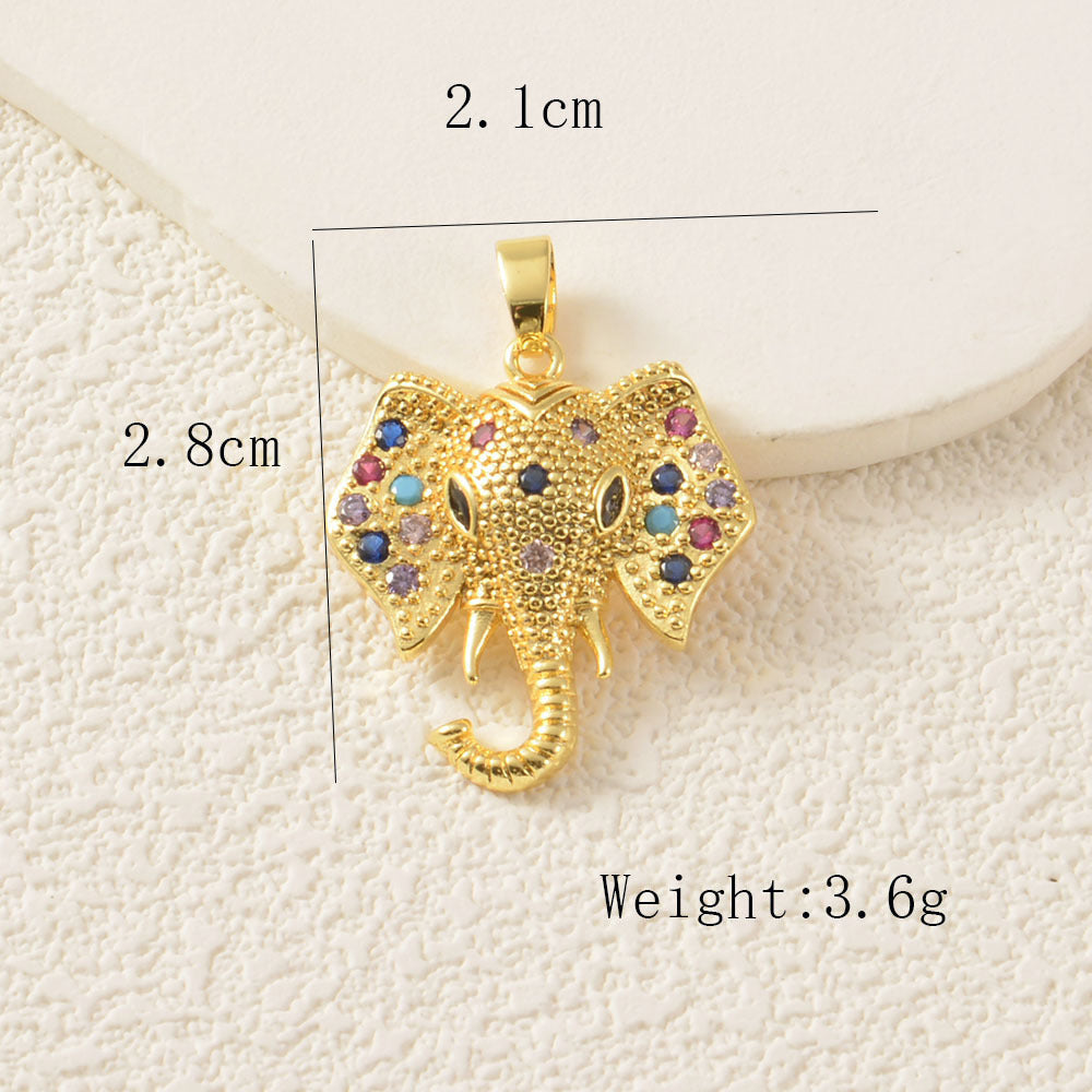 Elephant Copper Pendant With Zircon Inlay Featuring Electroplated Craftsmanship