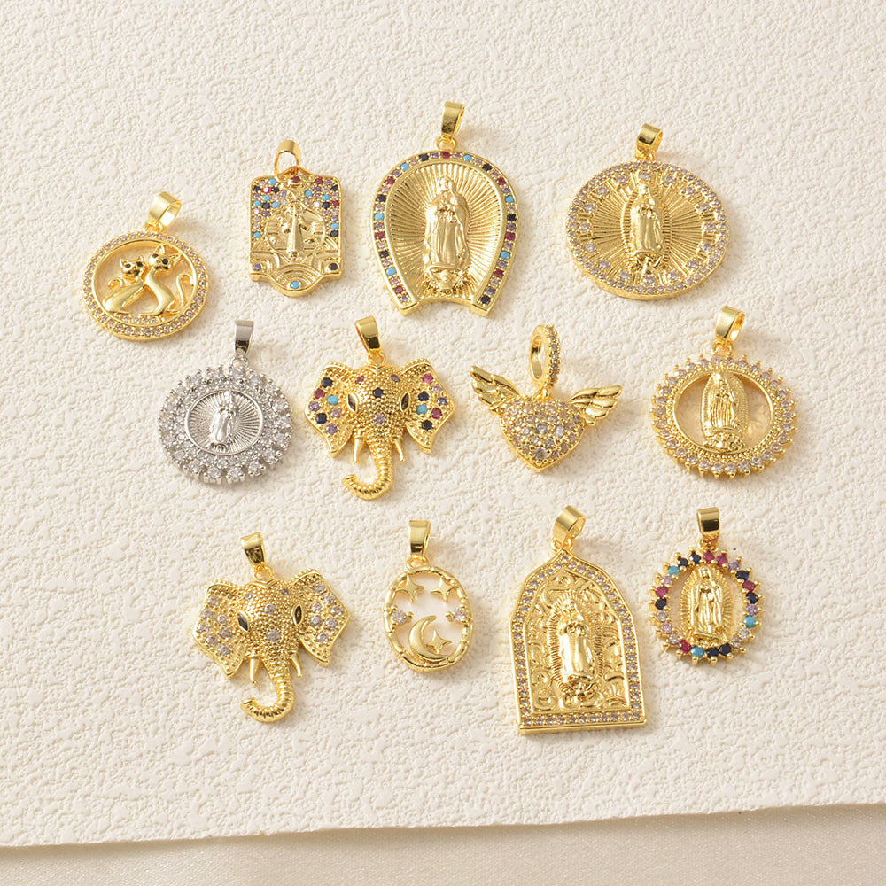 Elephant Copper Pendant With Zircon Inlay Featuring Electroplated Craftsmanship