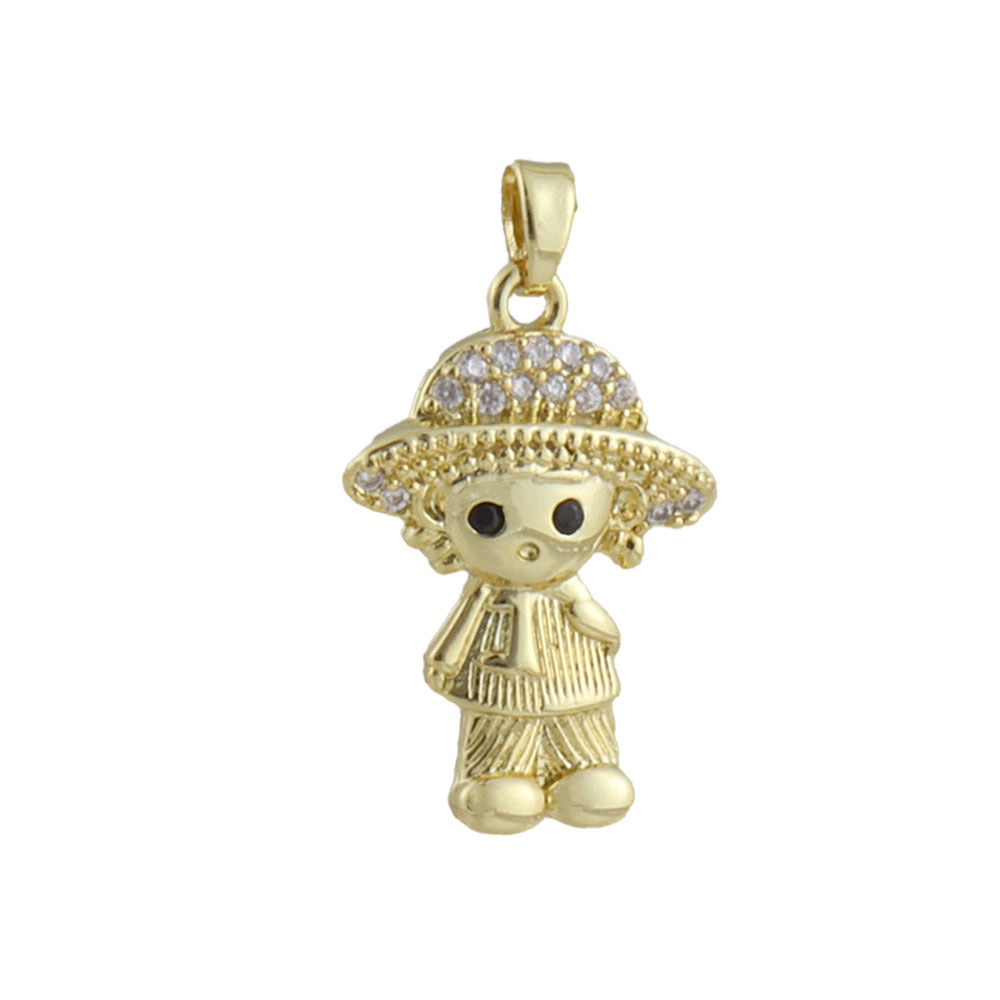 Handmade Girl Pendant Featuring Electroplated Real Gold Plated Copper Jewelry Accessories