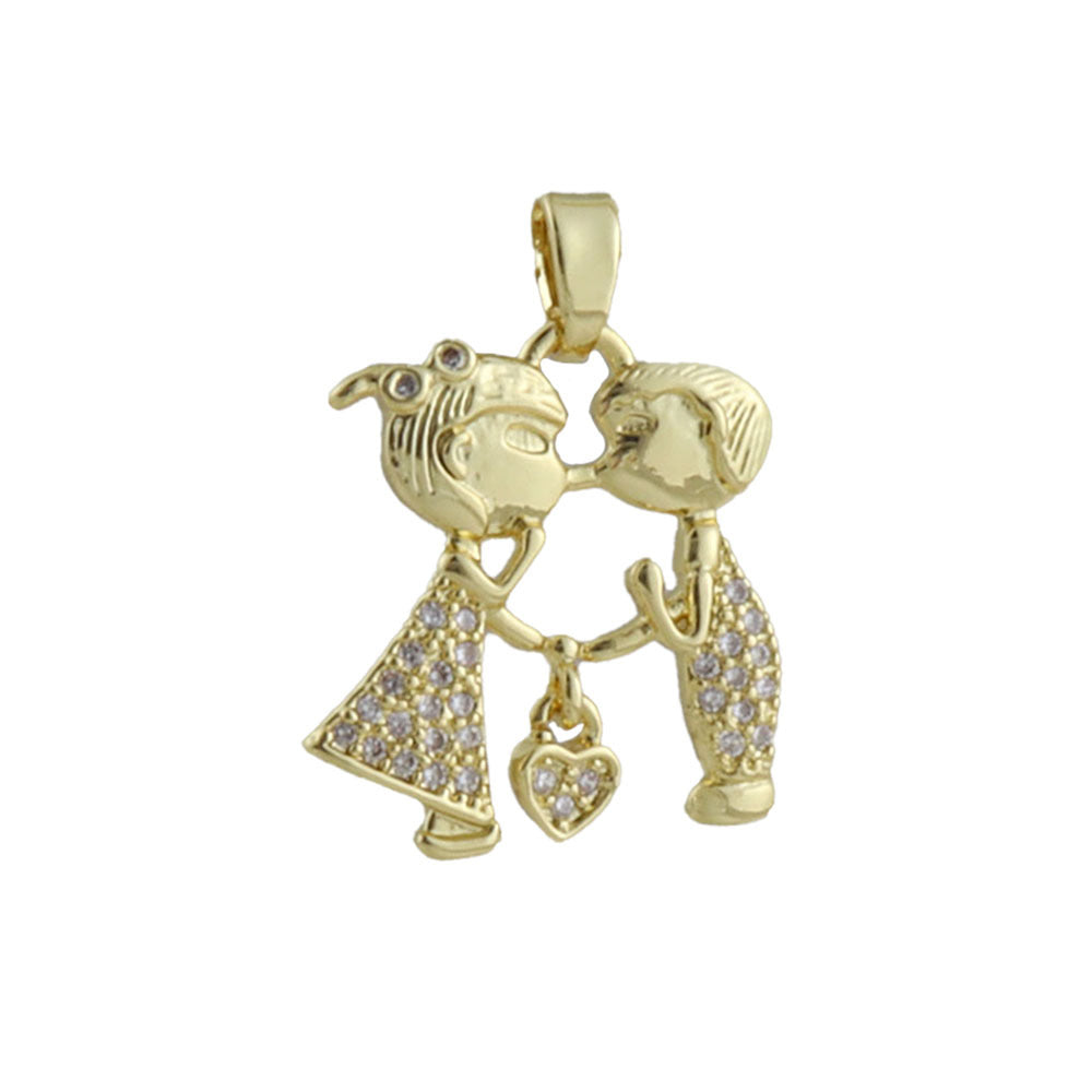 Handmade Girl Pendant Featuring Electroplated Real Gold Plated Copper Jewelry Accessories