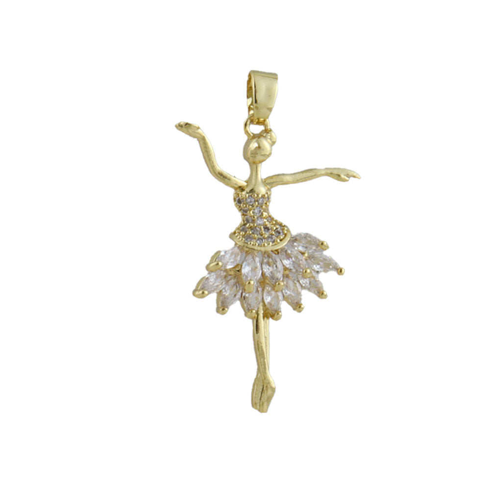 Handmade Girl Pendant Featuring Electroplated Real Gold Plated Copper Jewelry Accessories