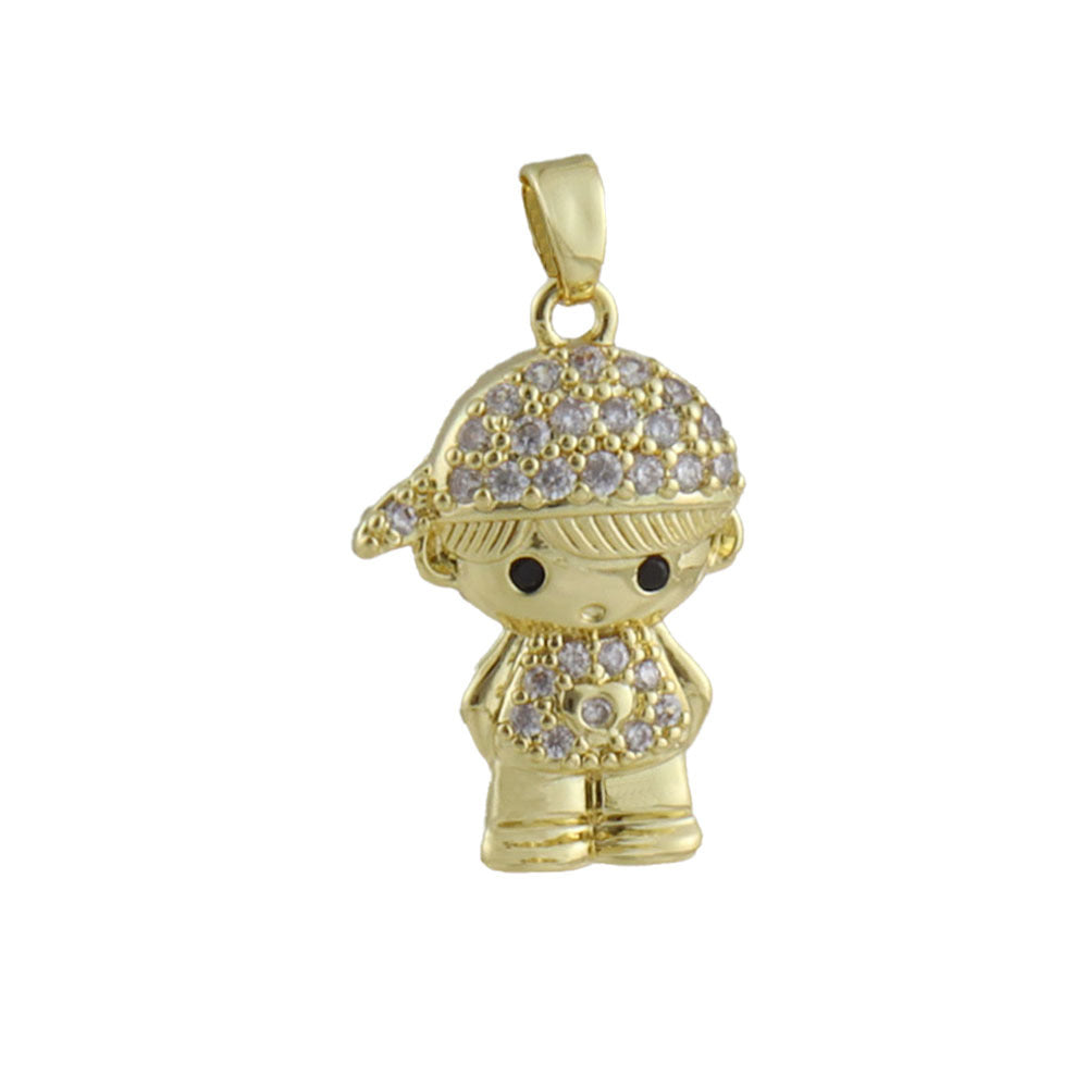 Handmade Girl Pendant Featuring Electroplated Real Gold Plated Copper Jewelry Accessories