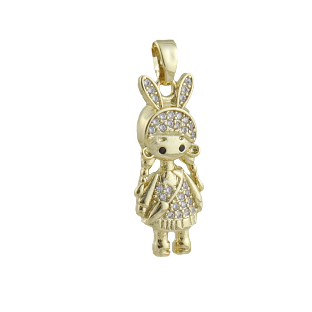 Handmade Girl Pendant Featuring Electroplated Real Gold Plated Copper Jewelry Accessories