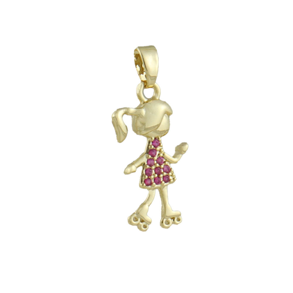 Handmade Girl Pendant Featuring Electroplated Real Gold Plated Copper Jewelry Accessories