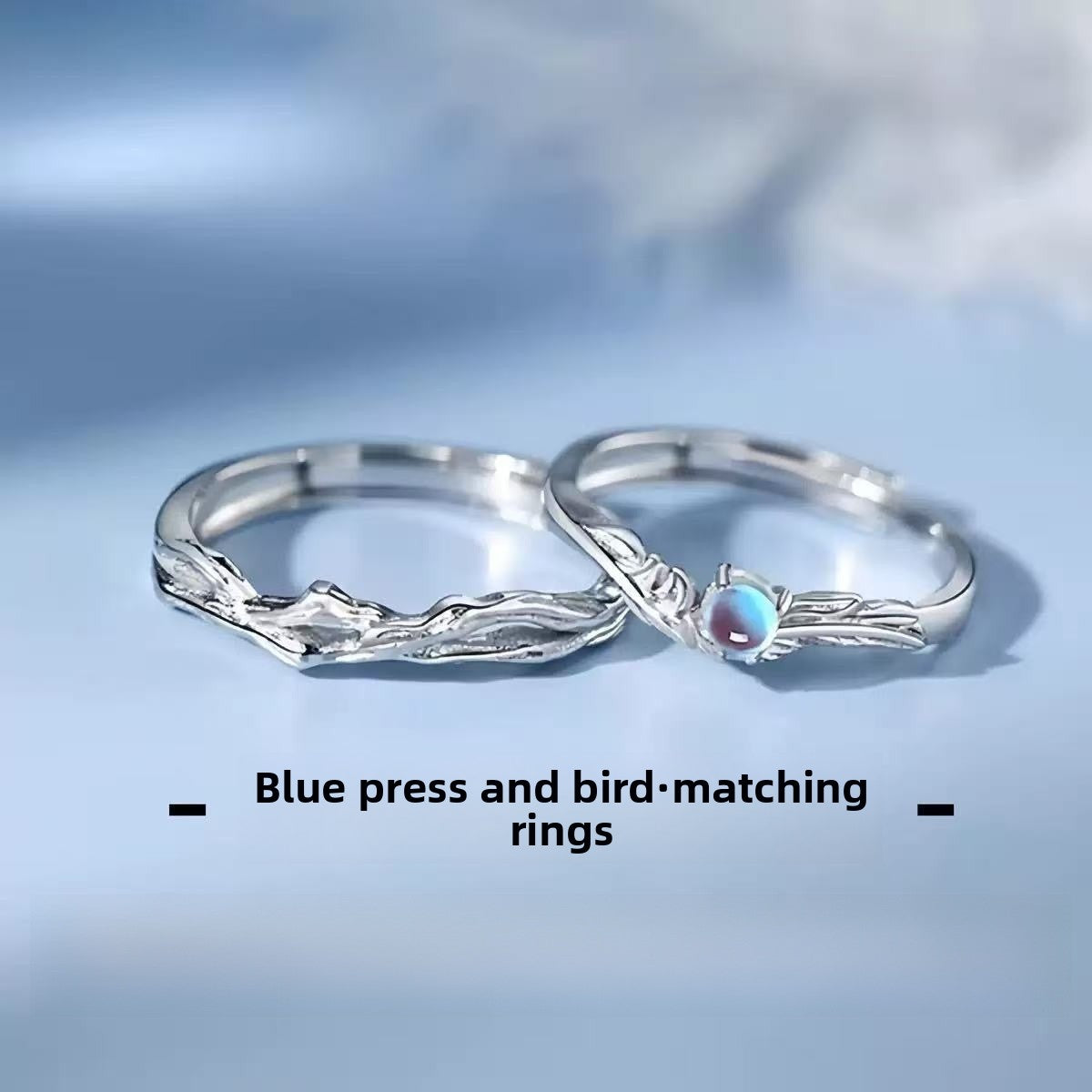Adjustable Bird Ring For Couples In S999 Silver With Electroplated Gold Plating, 1 Pair