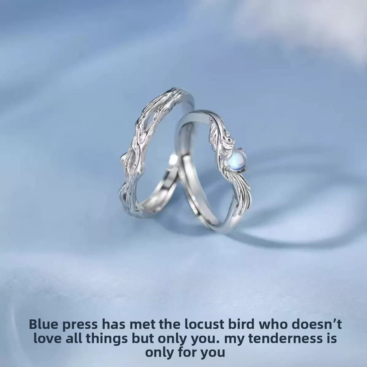 Adjustable Bird Ring For Couples In S999 Silver With Electroplated Gold Plating, 1 Pair