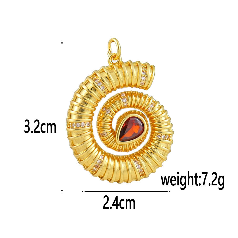 Conch Pendant In Copper With Electroplated Gold Plating, Marine Style Jewelry Accessories