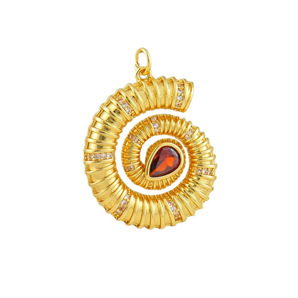 Conch Pendant In Copper With Electroplated Gold Plating, Marine Style Jewelry Accessories