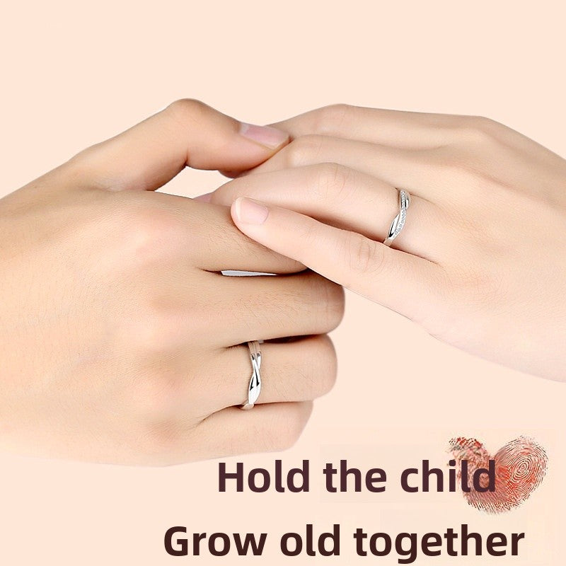 New Style Rhombus Couple Rings In 925 Sterling Silver With Asymmetrical Craft And Zircon Inlay For Valentine's Day