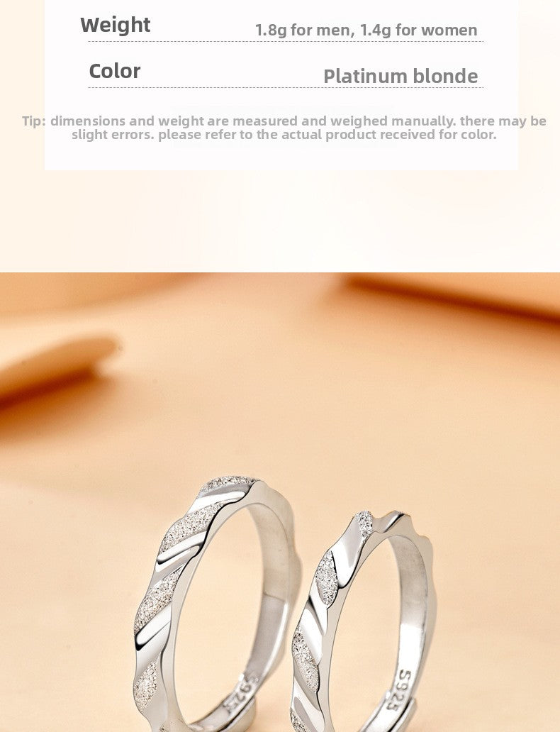 Waves New Style Couple Rings In 925 Sterling Silver With Electroplated And Sandblasted Craftsmanship