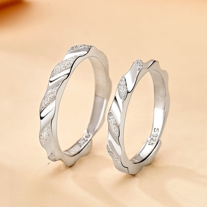 Waves New Style Couple Rings In 925 Sterling Silver With Electroplated And Sandblasted Craftsmanship