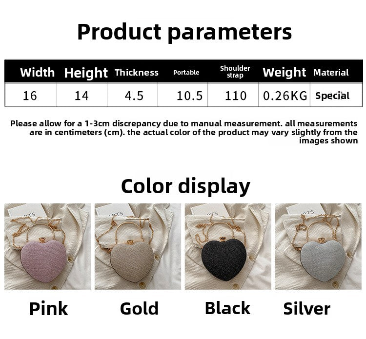 Heart-shaped Metal Bag For Women Featuring A Stylish Chain Strap, Perfect For Trendy Outfits
