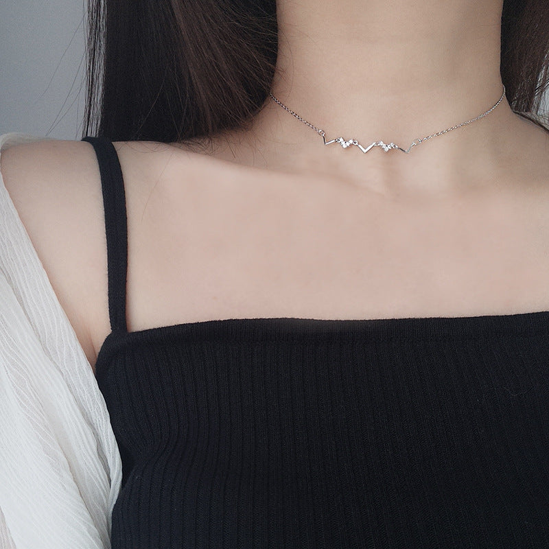 New Style Heart Shape Choker Necklace For Women With 925 Sterling Silver Cable Chain And Pendant