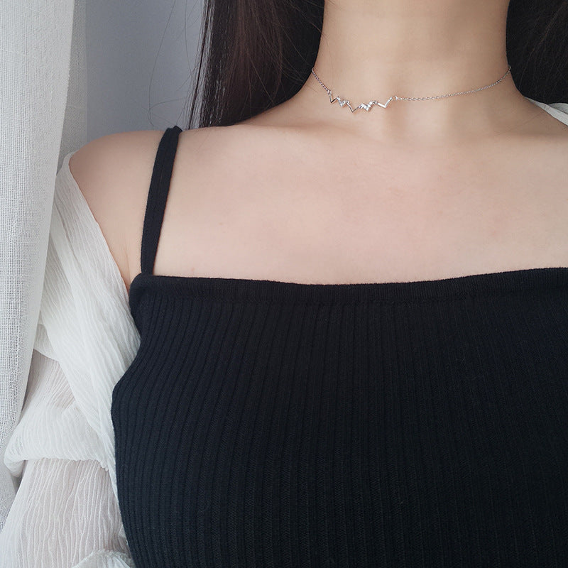 New Style Heart Shape Choker Necklace For Women With 925 Sterling Silver Cable Chain And Pendant