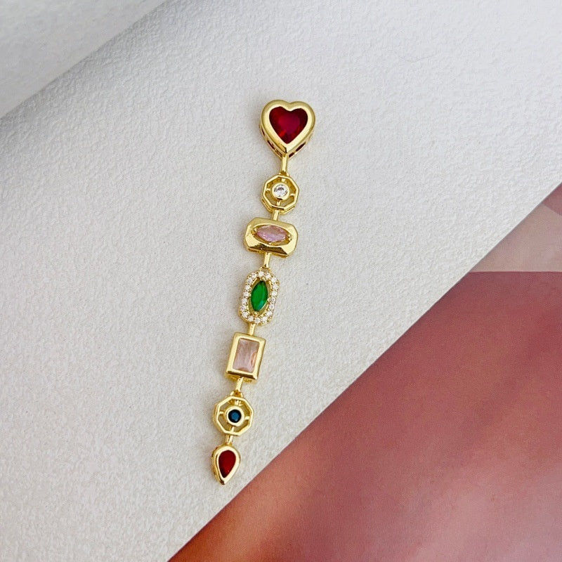 Sweet Multicolor Flowers Copper Pendant With Zircon Inlay Jewelry Accessories