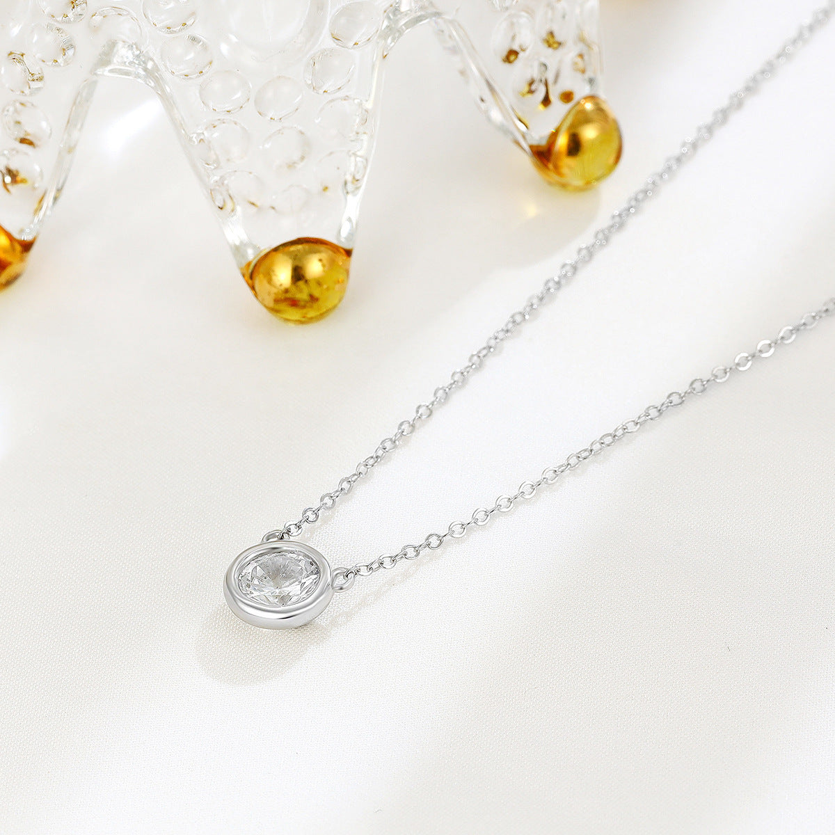 Bubble Pendant Necklace For Women In 925 Sterling Silver With Cable Chain And 925 Sterling Silver Pendant
