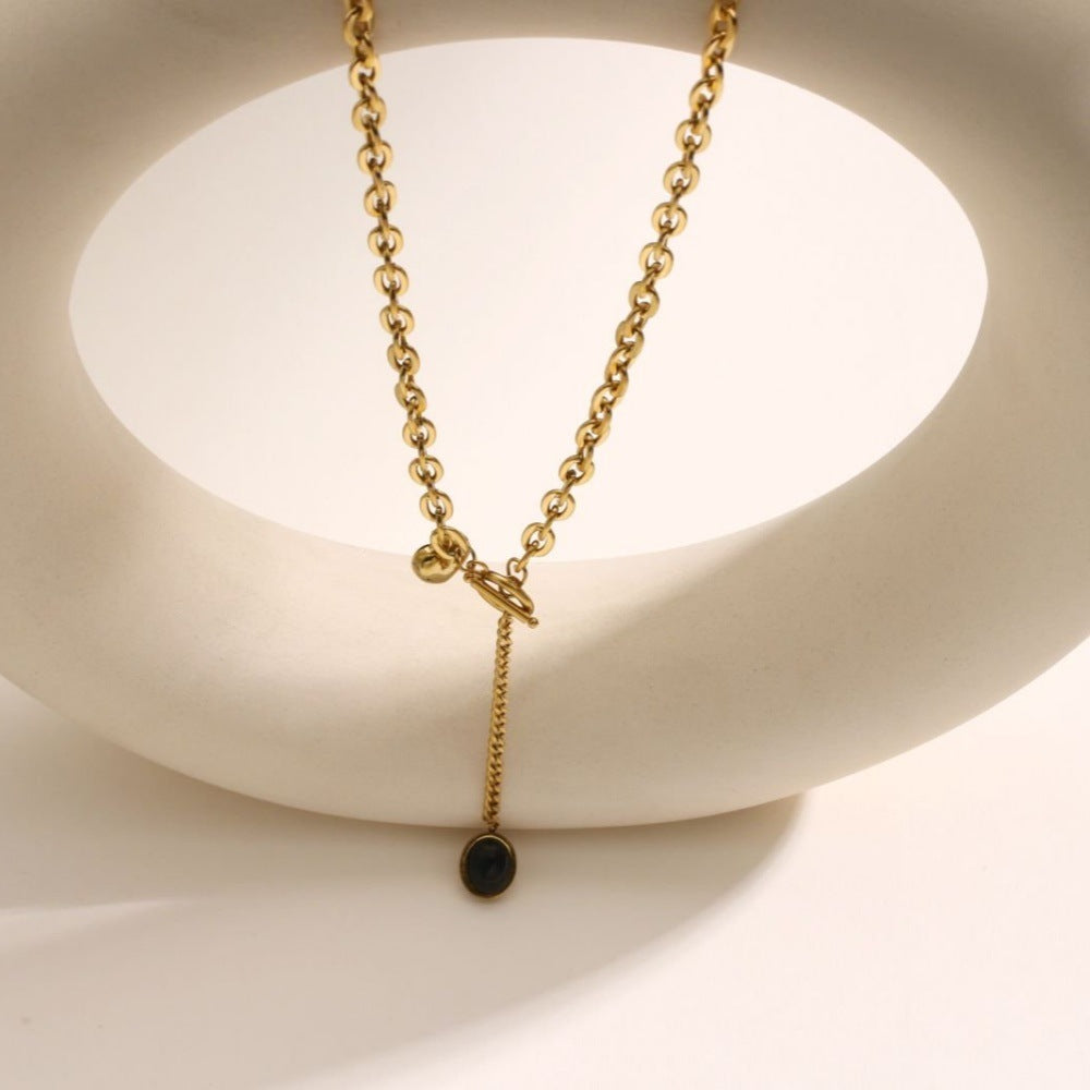 Heart Shape Tassel Choker Necklace For Women In Hip-Hop Style, Featuring 304 Stainless Steel With Titanium Steel Pendant And Gem Inlay