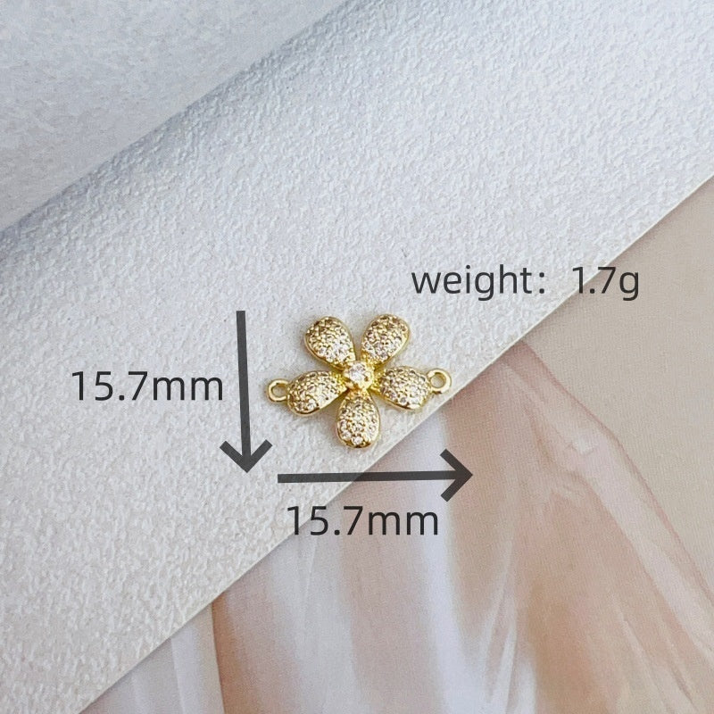 Sweet Multicolor Flowers Copper Pendant With Zircon Inlay Craft Jewelry Accessories