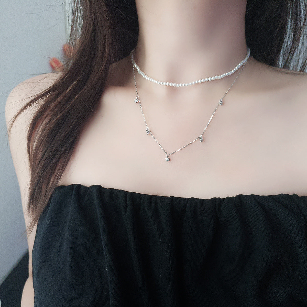 Hexagon Claw Setting Necklace For Women In 925 Sterling Silver With Silver Cable Chain