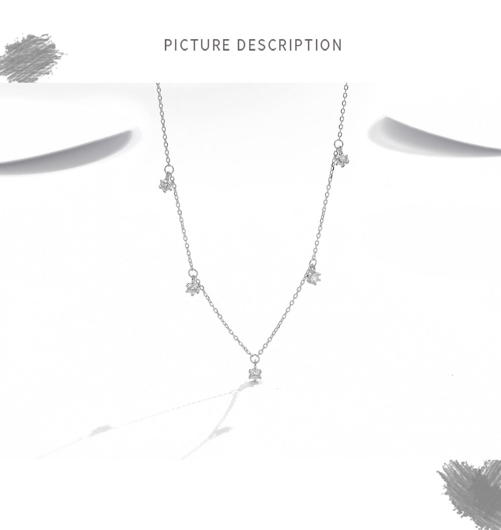 Hexagon Claw Setting Necklace For Women In 925 Sterling Silver With Silver Cable Chain