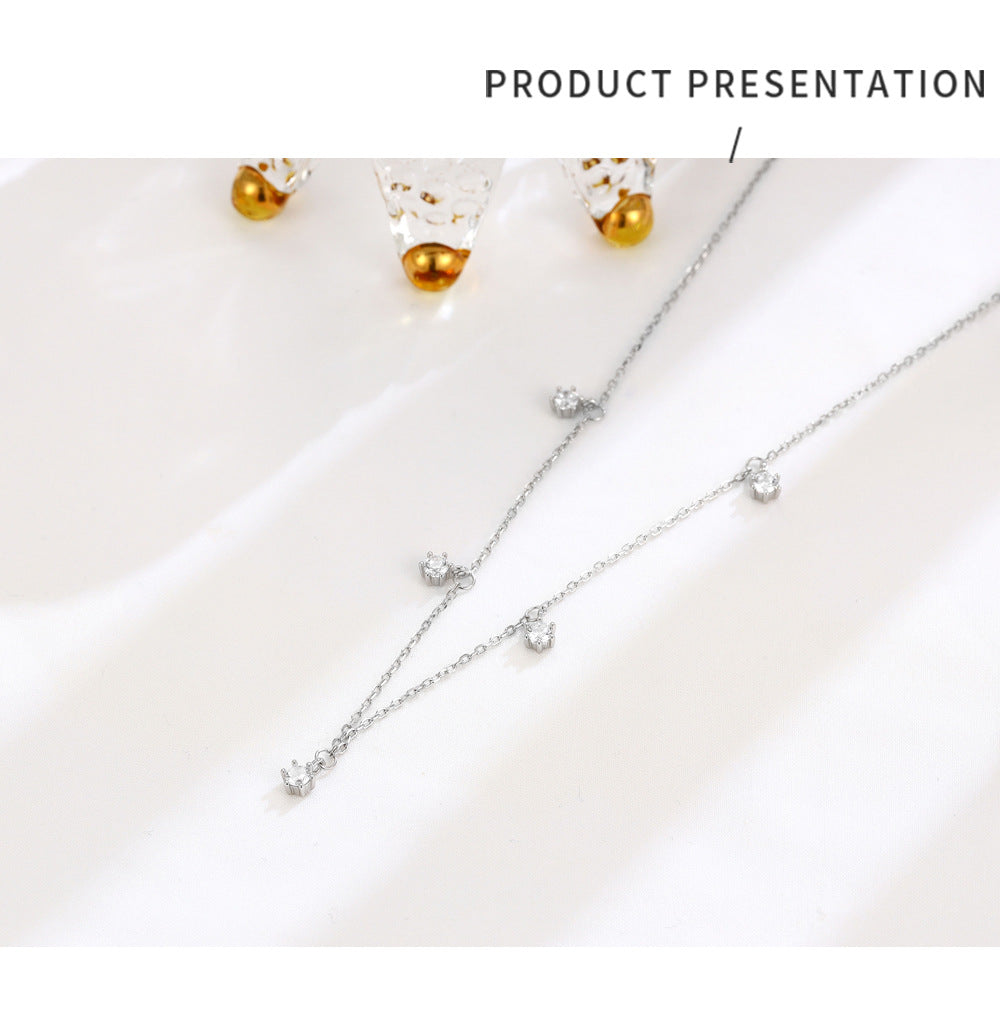 Hexagon Claw Setting Necklace For Women In 925 Sterling Silver With Silver Cable Chain
