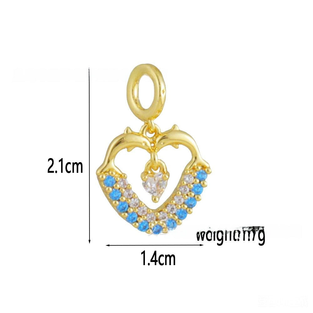 Heart Shape Copper Pendant With Zircon Inlay Featuring Electroplated Finish In Hip-Hop Style Jewelry Accessories