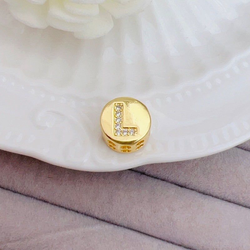 Copper Letter Pendant With Zircon Inlay, Sweet Style Jewelry Accessory In Multicolor