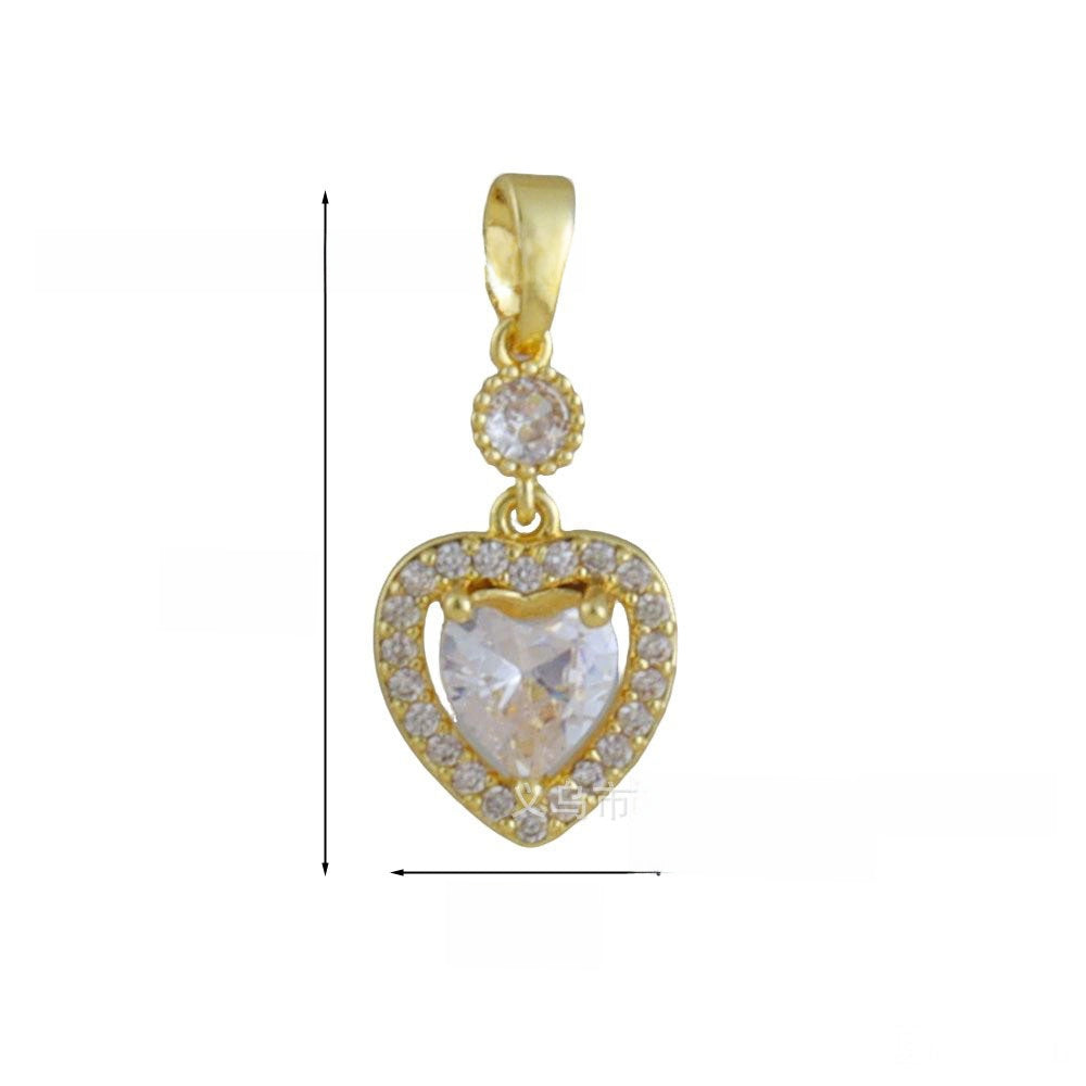 Heart Shape Copper Pendant With Zircon Inlay Featuring Electroplated Finish In Hip-Hop Style Jewelry Accessories