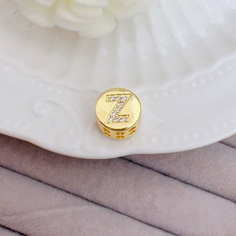 Copper Letter Pendant With Zircon Inlay, Sweet Style Jewelry Accessory In Multicolor