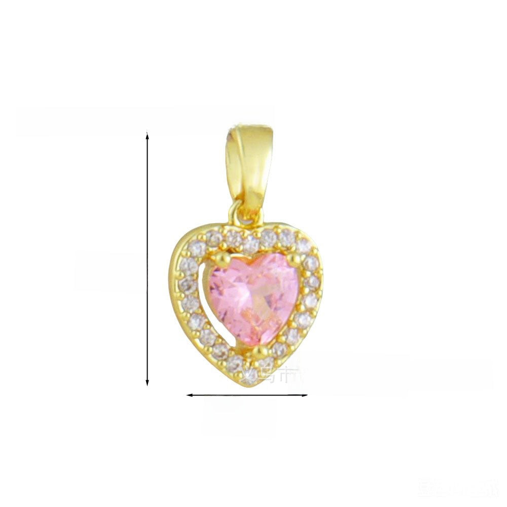 Heart Shape Copper Pendant With Zircon Inlay Featuring Electroplated Finish In Hip-Hop Style Jewelry Accessories