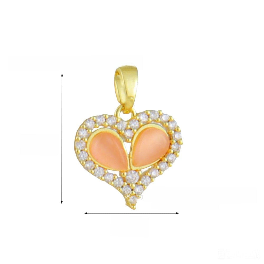 Heart Shape Copper Pendant With Zircon Inlay Featuring Electroplated Finish In Hip-Hop Style Jewelry Accessories