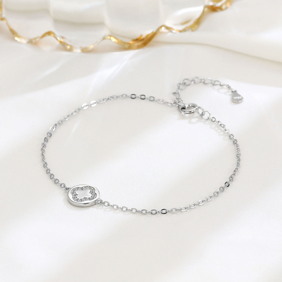 Lucky Heart Bracelet In 925 Sterling Silver With 925 Sterling Silver Pendant, Simple Style For Women