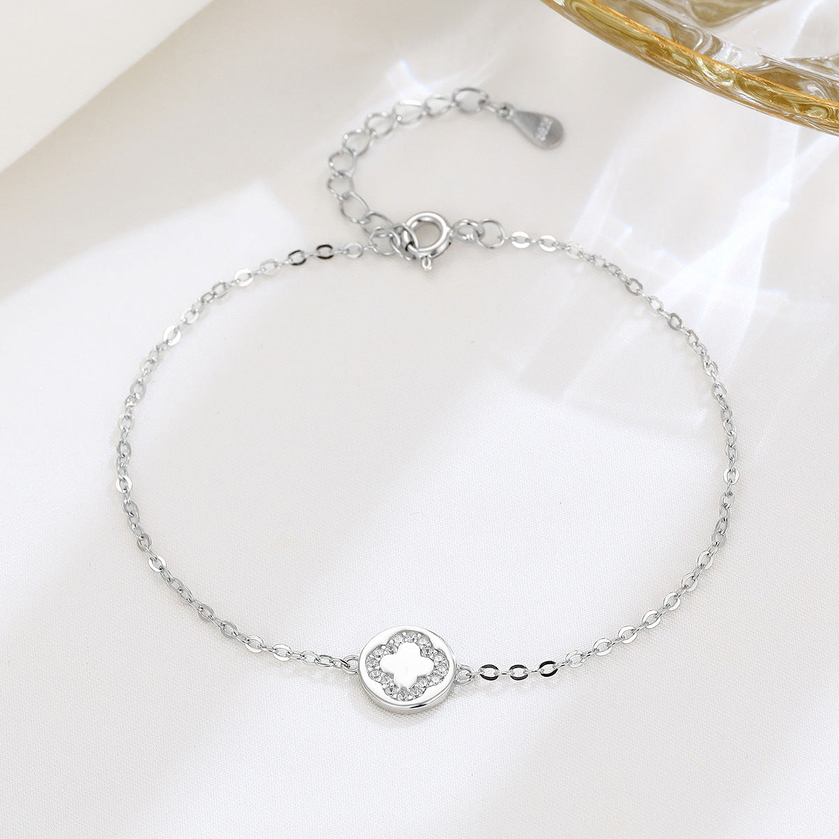 Lucky Heart Bracelet In 925 Sterling Silver With 925 Sterling Silver Pendant, Simple Style For Women